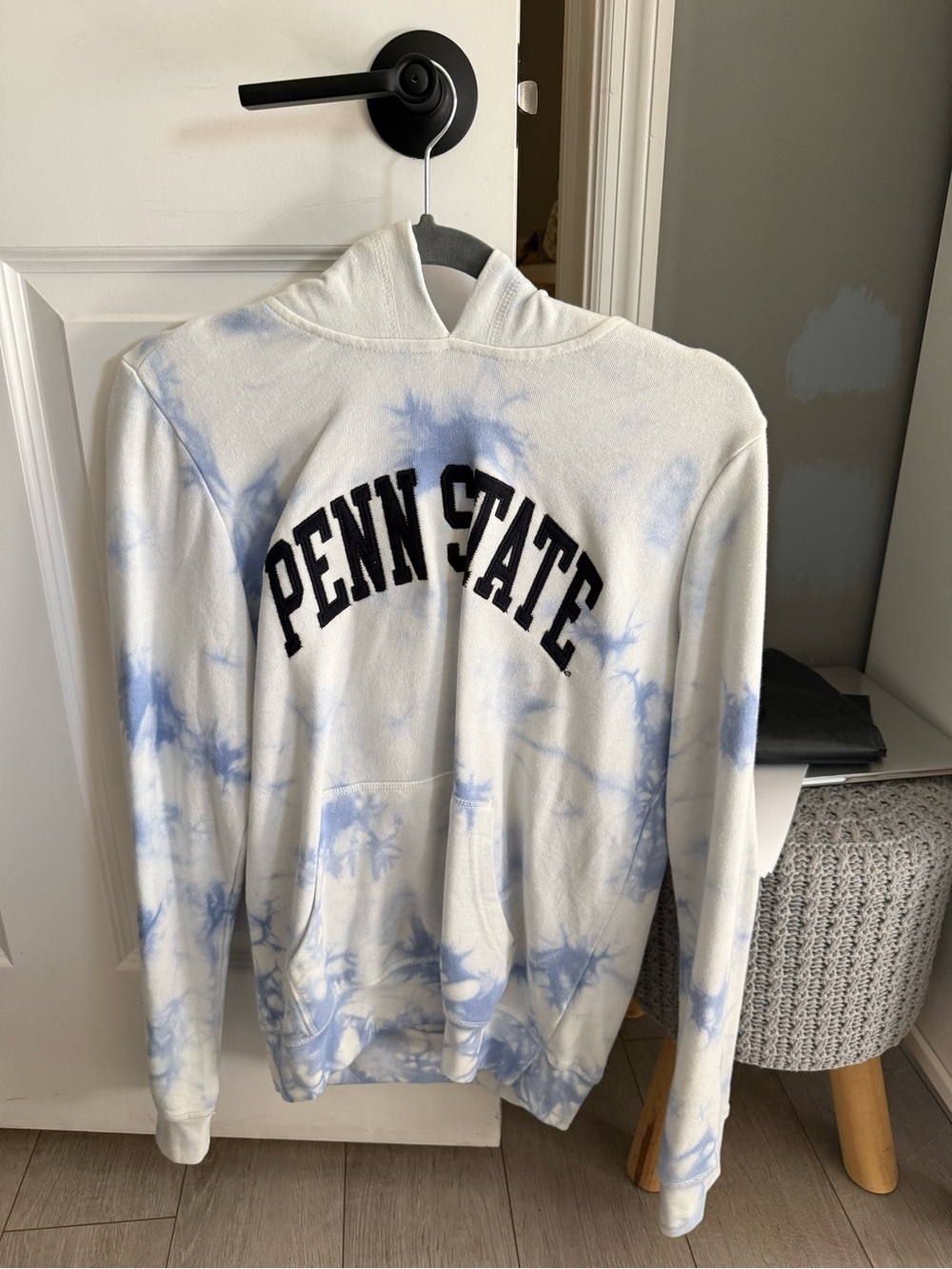 Penn State Tie-Dye Hoodie in White and Light Blue